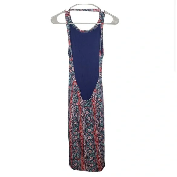 Lulus Kiss the Sky Halter Open Back Midi Dress Women's Size Medium Blue Red - Picture 3 of 7